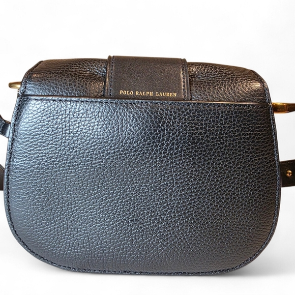 Polo Ralph Lauren Crossbody Shoulder Bag Black Pebbled Leather - Picture 2 of 9